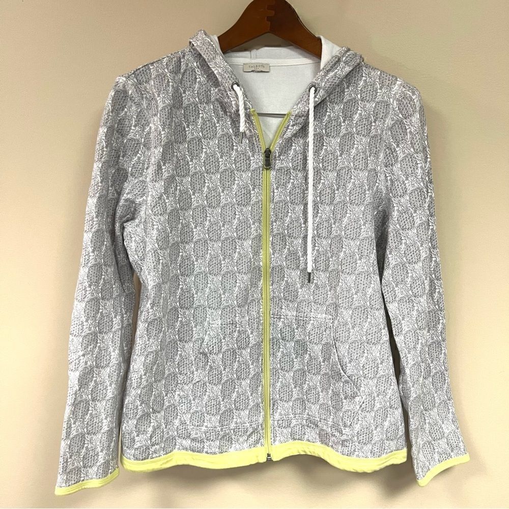 👠Talbots zip up pineapple print sweatshirt   Size L